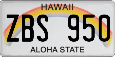 HI license plate ZBS950