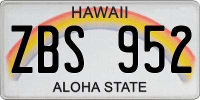 HI license plate ZBS952
