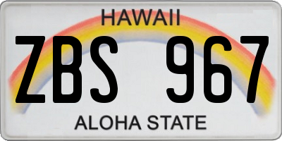 HI license plate ZBS967