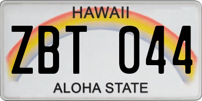 HI license plate ZBT044