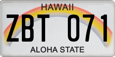 HI license plate ZBT071