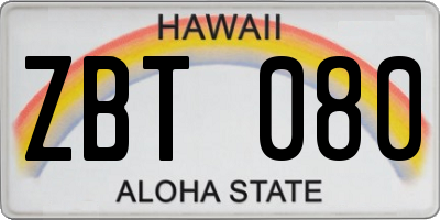 HI license plate ZBT080