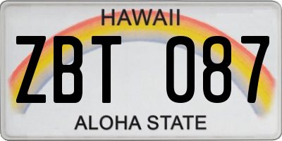 HI license plate ZBT087