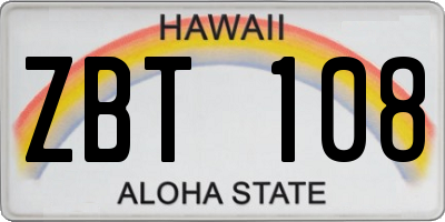 HI license plate ZBT108