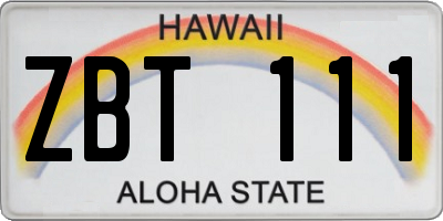 HI license plate ZBT111