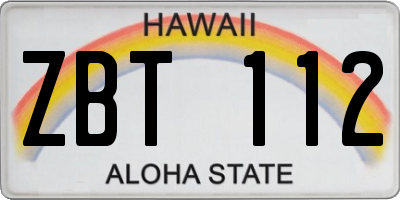 HI license plate ZBT112