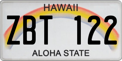 HI license plate ZBT122