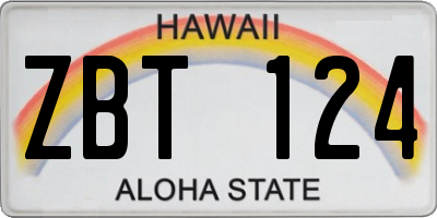 HI license plate ZBT124
