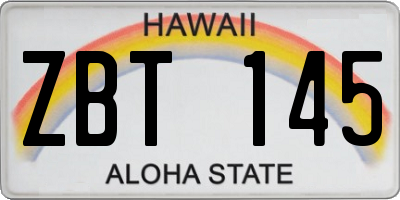 HI license plate ZBT145