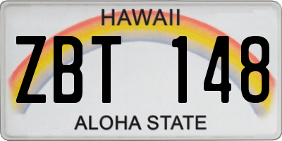 HI license plate ZBT148
