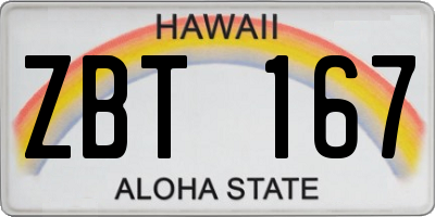 HI license plate ZBT167