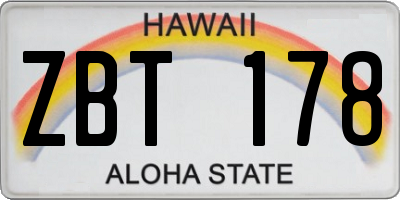 HI license plate ZBT178