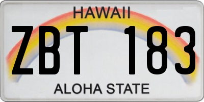 HI license plate ZBT183