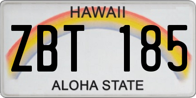HI license plate ZBT185