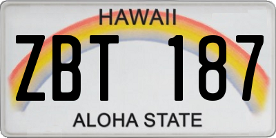 HI license plate ZBT187