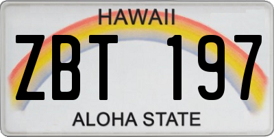 HI license plate ZBT197