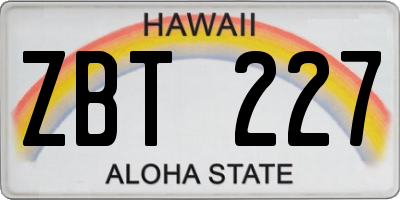 HI license plate ZBT227