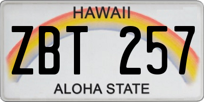 HI license plate ZBT257
