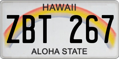 HI license plate ZBT267