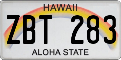 HI license plate ZBT283