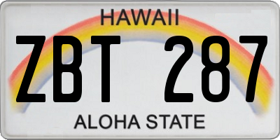HI license plate ZBT287