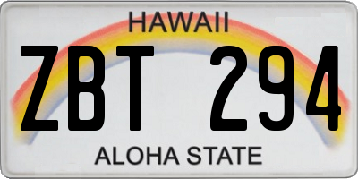 HI license plate ZBT294