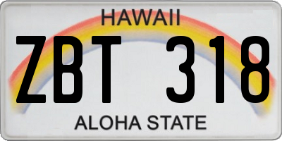 HI license plate ZBT318