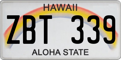 HI license plate ZBT339