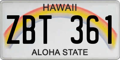 HI license plate ZBT361