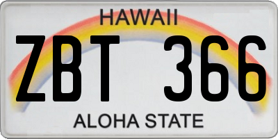 HI license plate ZBT366