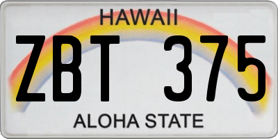 HI license plate ZBT375