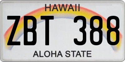 HI license plate ZBT388