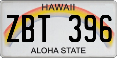 HI license plate ZBT396