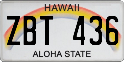 HI license plate ZBT436