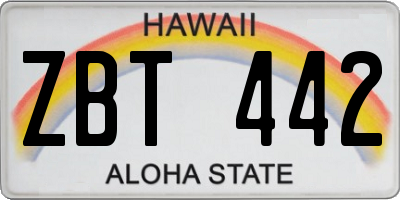 HI license plate ZBT442