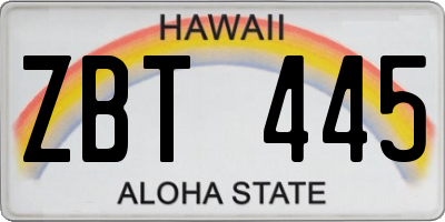 HI license plate ZBT445