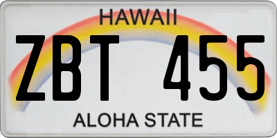 HI license plate ZBT455