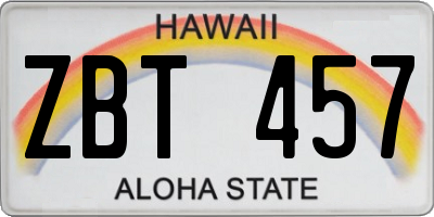 HI license plate ZBT457