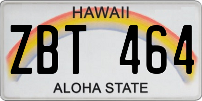 HI license plate ZBT464