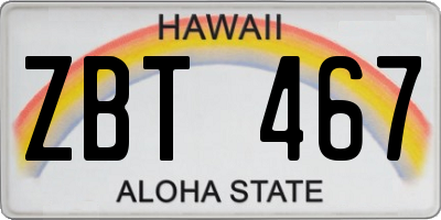 HI license plate ZBT467