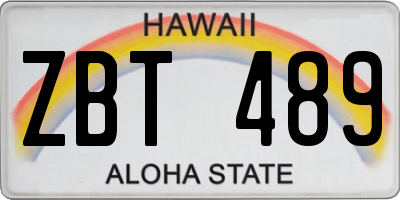 HI license plate ZBT489