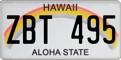 HI license plate ZBT495