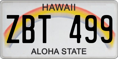 HI license plate ZBT499