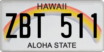 HI license plate ZBT511
