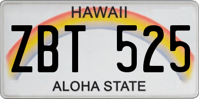 HI license plate ZBT525
