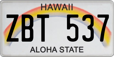 HI license plate ZBT537