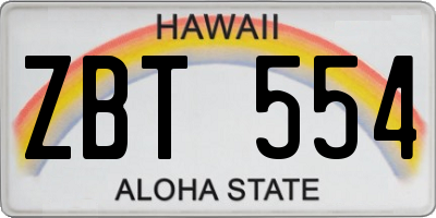 HI license plate ZBT554