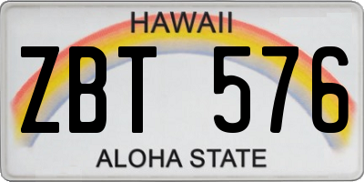 HI license plate ZBT576