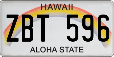 HI license plate ZBT596