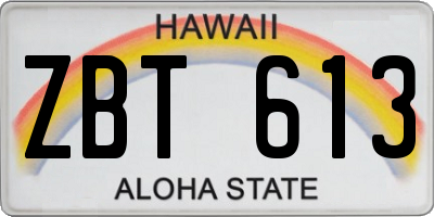 HI license plate ZBT613